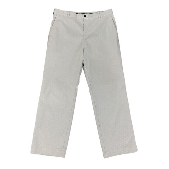 Nike Pants Men 34 White Grey Stripe Dri Fit Flat Front Performance Stretch Golf - Picture 1 of 12